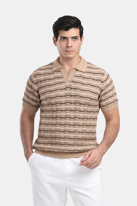 Polo Shirt Regular Fit Knitted Beige