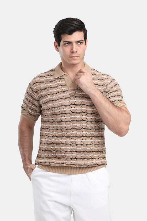 Polo Shirt Regular Fit Knitted Beige