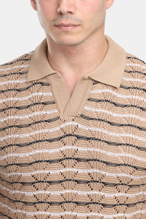 Polo Shirt Regular Fit Knitted Beige