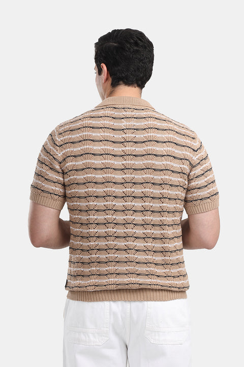 Polo Shirt Regular Fit Knitted Beige
