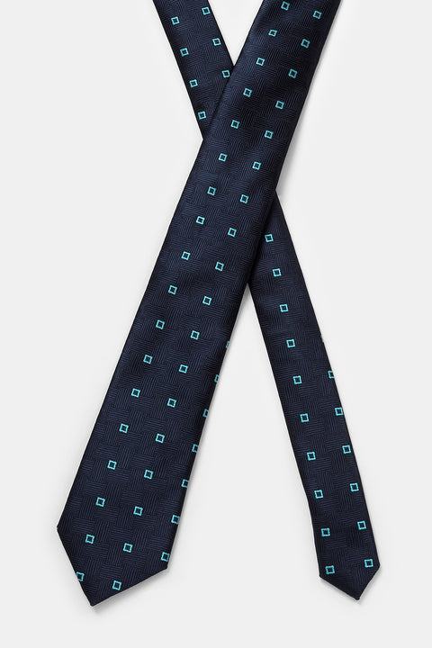 Jacquard Tie 7 cm Dark Blue