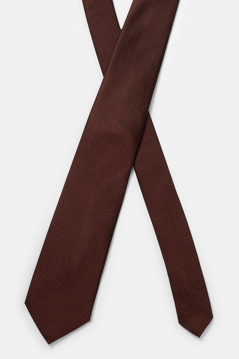 Jacquard Tie 7 cm Brown
