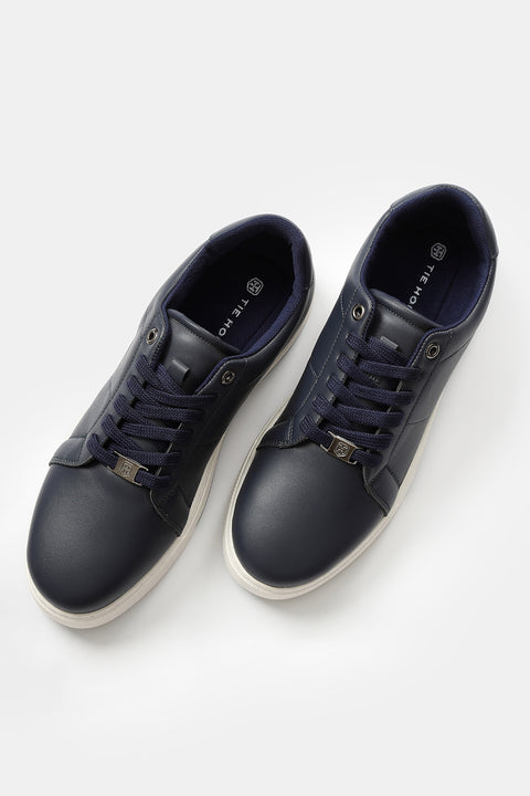 Casual Leather Shoes Dark Blue