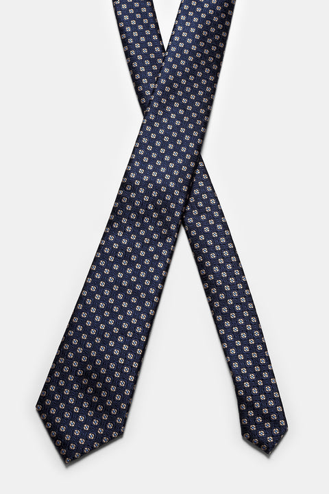 Jacquard Tie 7 cm Dark Blue