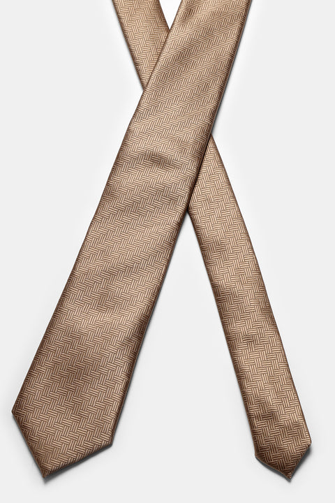Jacquard Tie 7 cm Beige