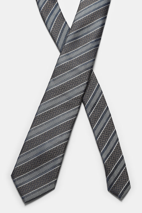 Stripe Tie 7 cm Gray