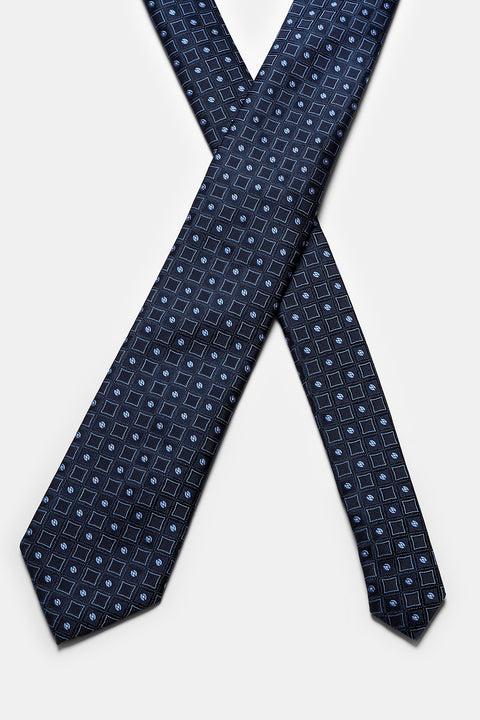 Jacquard Tie 7 cm Dark Blue