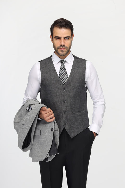 Slim Fit Suit Light Gray