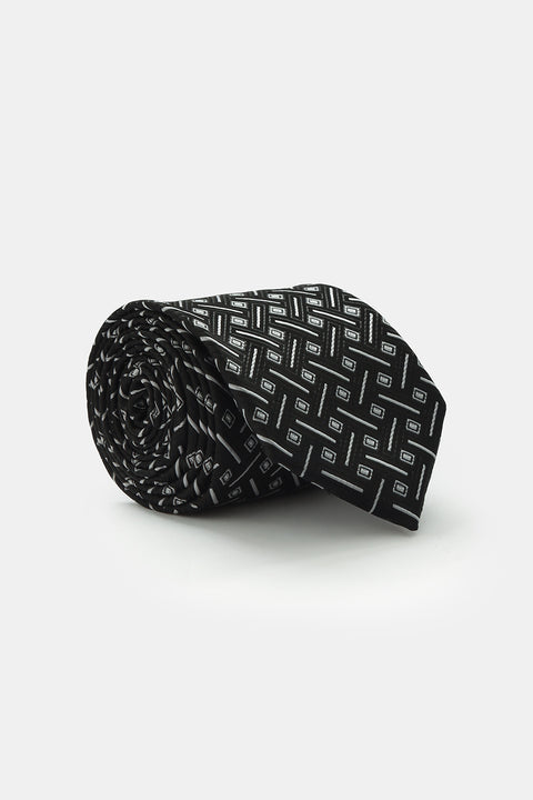 Jacquard Tie 7 cm Black