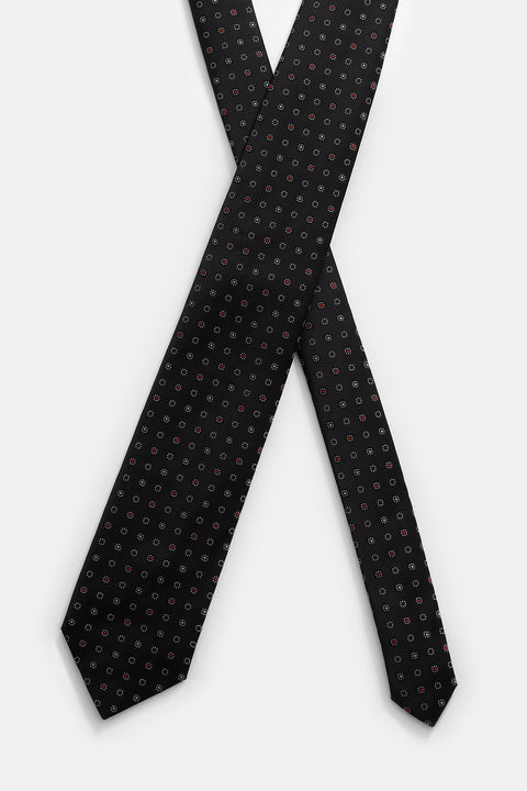 Jacquard Tie 7 cm Black