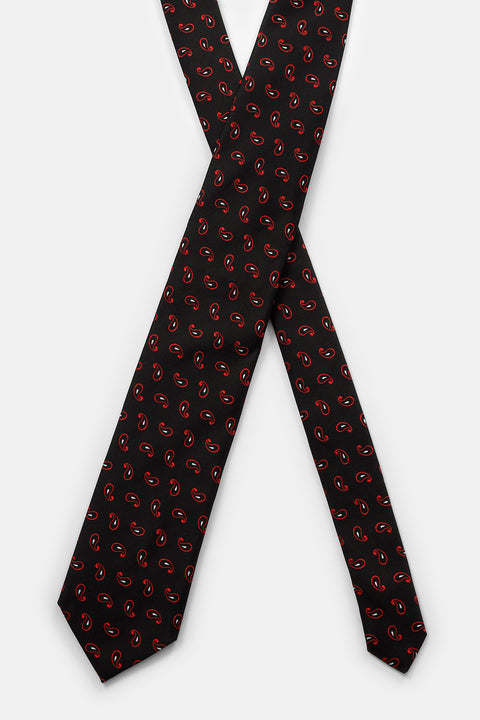 Jacquard Tie 7 cm Black