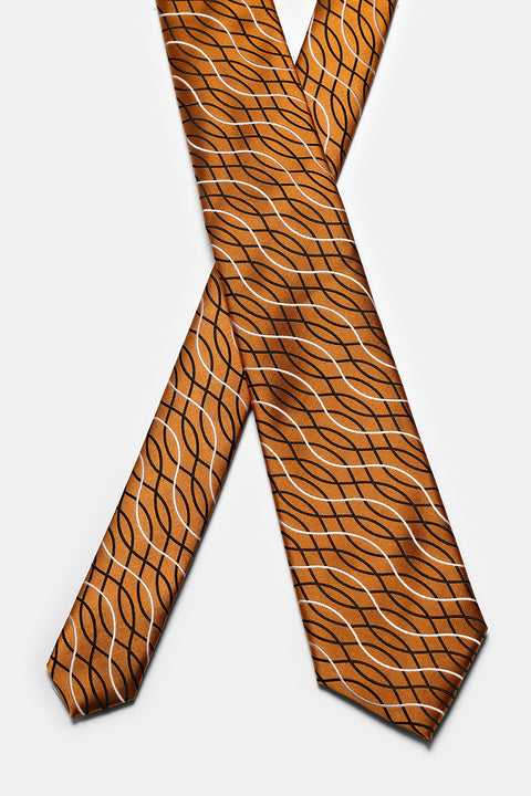Jacquard Tie 7 cm Orange