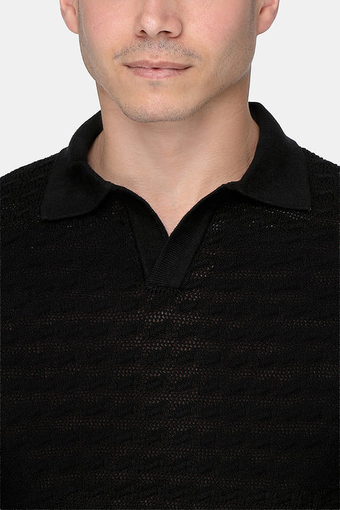 Polo Shirt Regular Fit Knitted Black