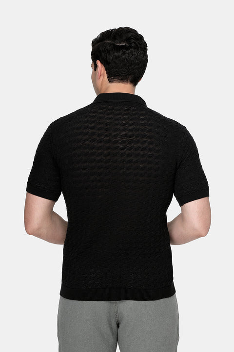 Polo Shirt Regular Fit Knitted Black