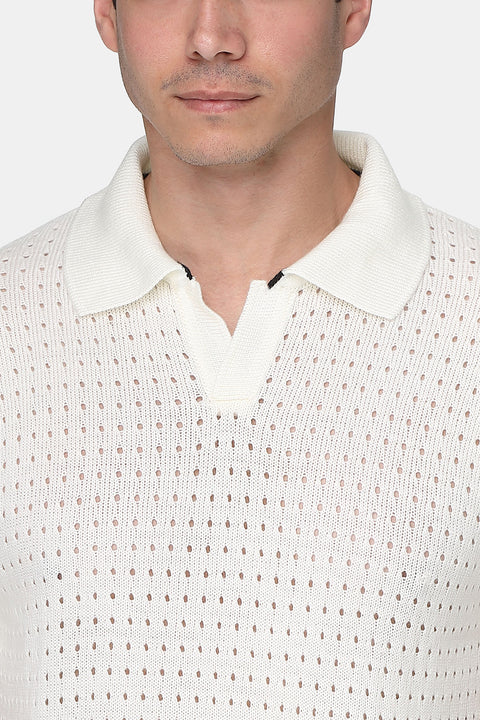 Polo Shirt Regular Fit Knitted Off White