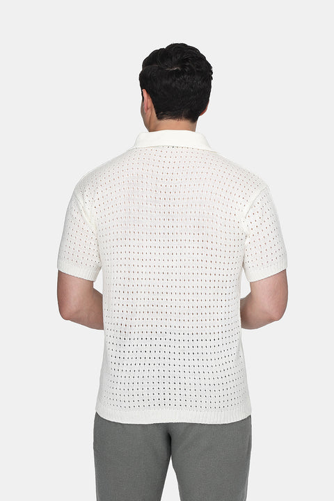 Polo Shirt Regular Fit Knitted Off White