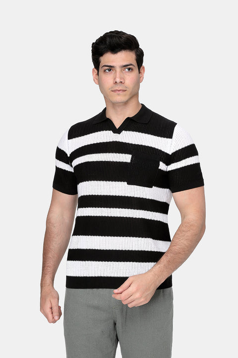 Polo Shirt Regular Fit Knitted Black
