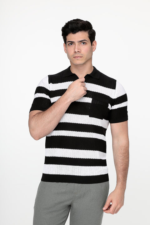 Polo Shirt Regular Fit Knitted Black