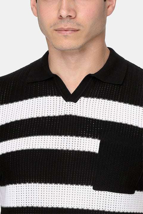 Polo Shirt Regular Fit Knitted Black