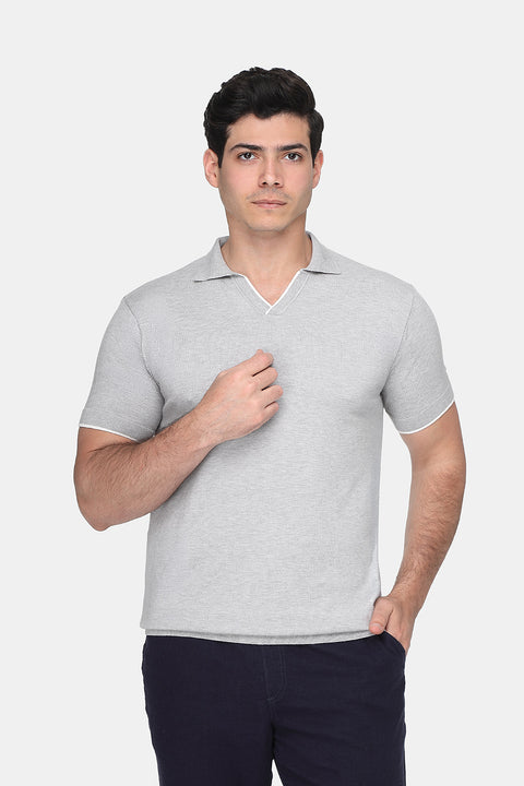 Polo Shirt Regular Fit Knitted Gray