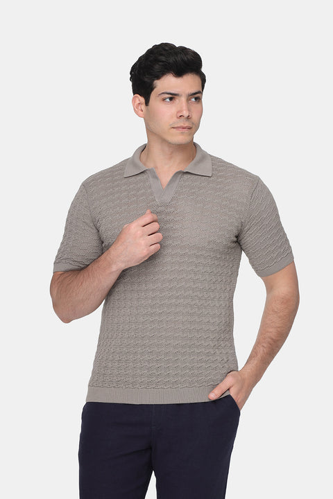 Polo Shirt Regular Fit Knitted Gray