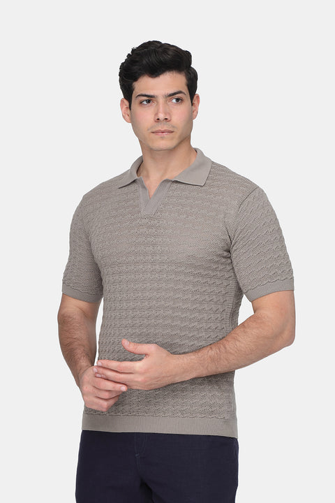 Polo Shirt Regular Fit Knitted Gray