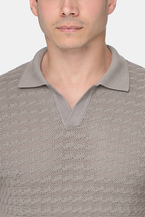 Polo Shirt Regular Fit Knitted Gray