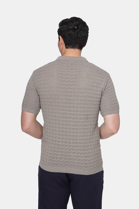 Polo Shirt Regular Fit Knitted Gray