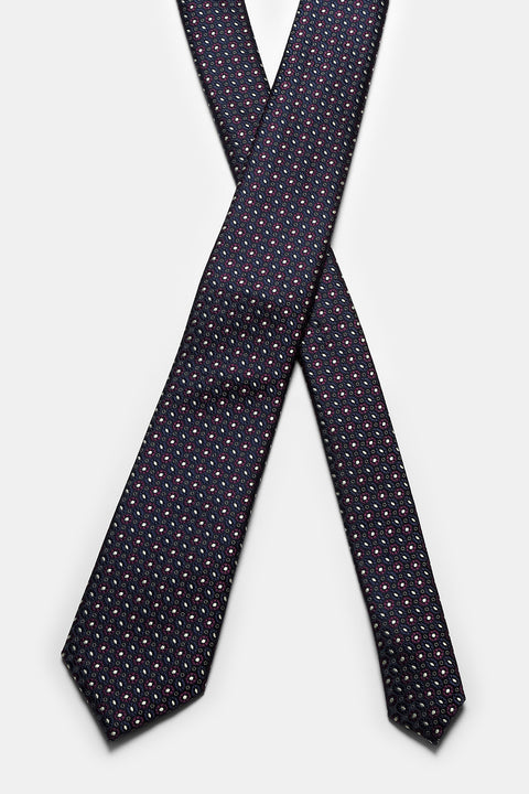 Jacquard Tie 7cm Dark Blue
