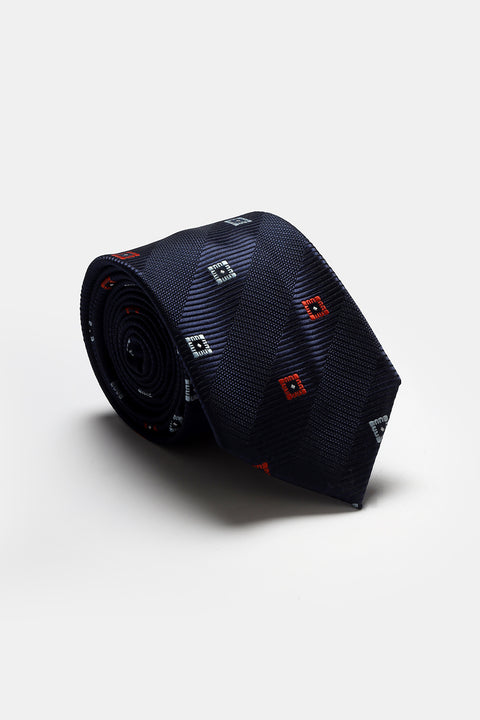 Jacquard Tie 6 cm Dark Blue