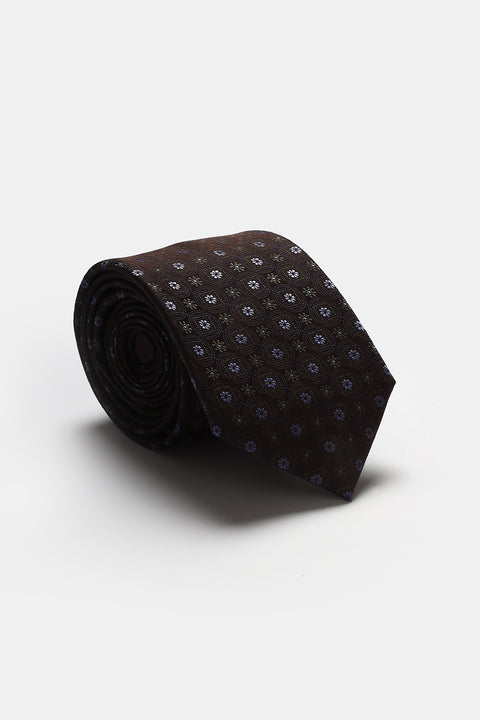 Jacquard Tie 7 cm Brown