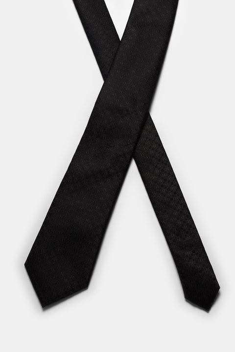 Jacquard Tie 7 cm Black