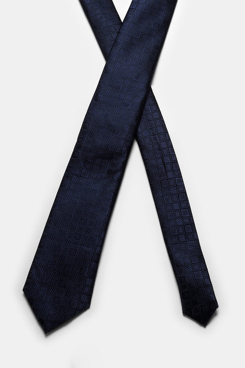 Jacquard Tie 7 cm Dark Blue