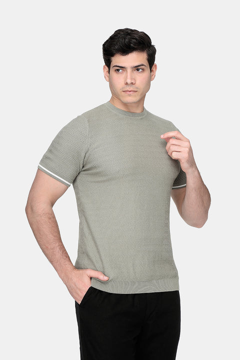 Regular Fit T-Shirt Knitted Light Green