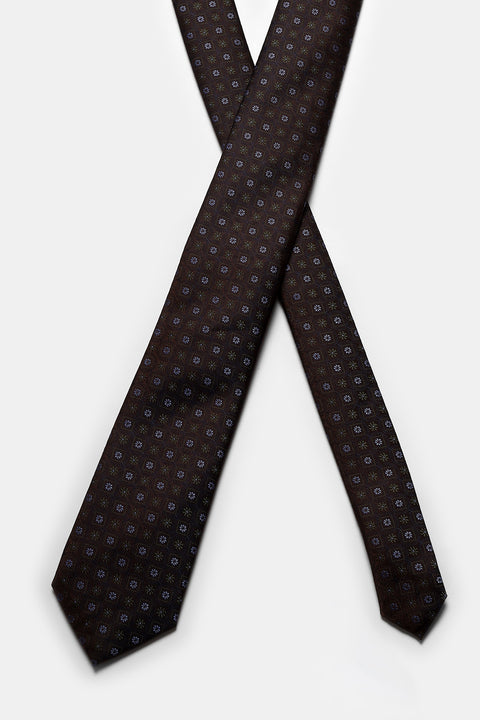 Jacquard Tie 7 cm Brown