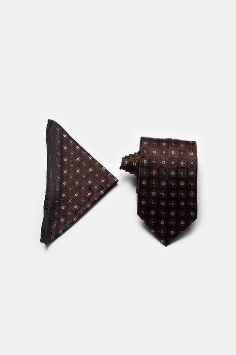 Jacquard Tie 6 cm Brown