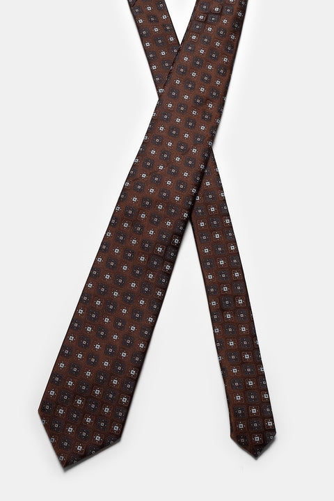 Jacquard Tie 6 cm Brown