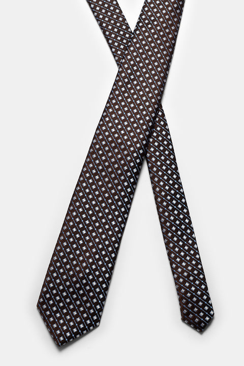 Jacquard Tie 6 cm Brown