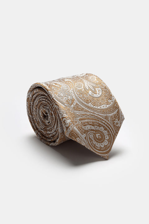 Jacquard Tie 7 cm Beige