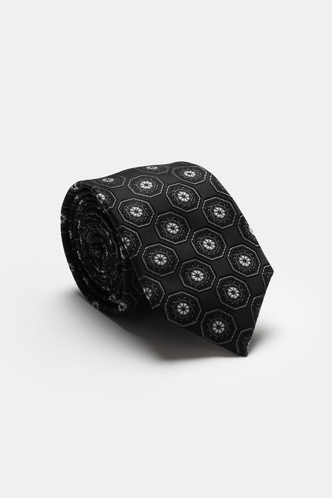 Jacquard Tie 7 cm Black