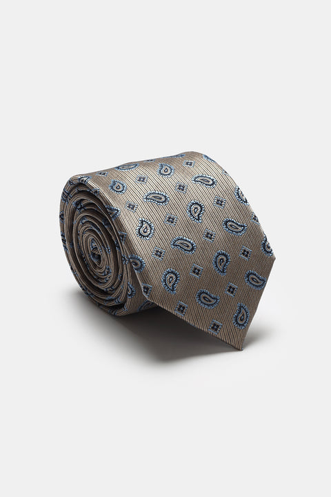 Jacquard Tie 7 cm Beige