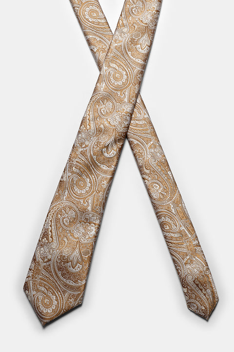 Jacquard Tie 7 cm Beige