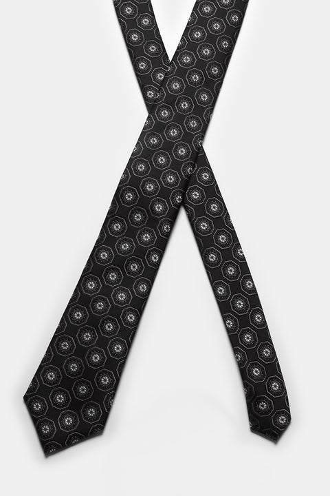 Jacquard Tie 7 cm Black