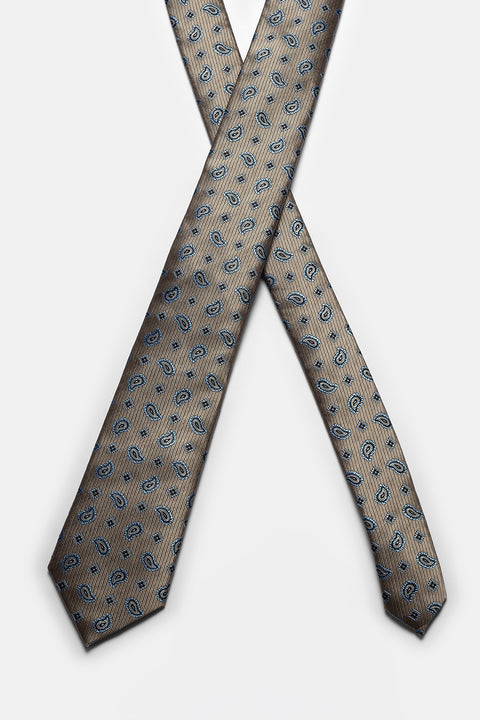 Jacquard Tie 7 cm Beige