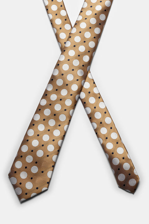 Jacquard Tie 7 cm Beige