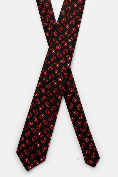 Jacquard Tie 7 cm Black