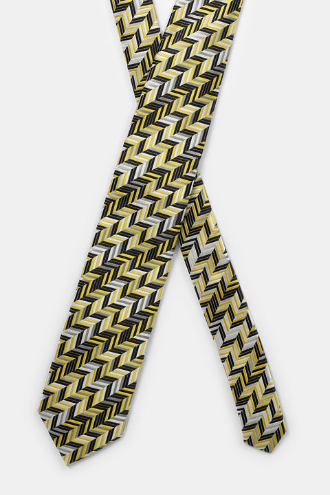 Jacquard Tie 7 cm Yellow