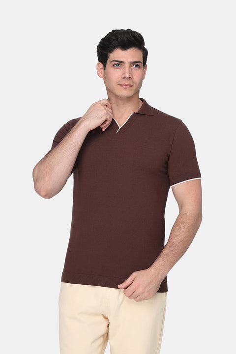Polo Shirt Regular Fit Knitted Brown