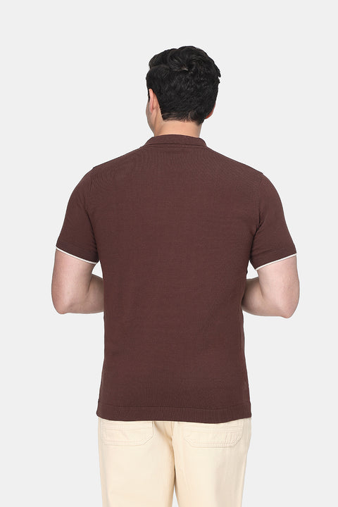 Polo Shirt Regular Fit Knitted Brown