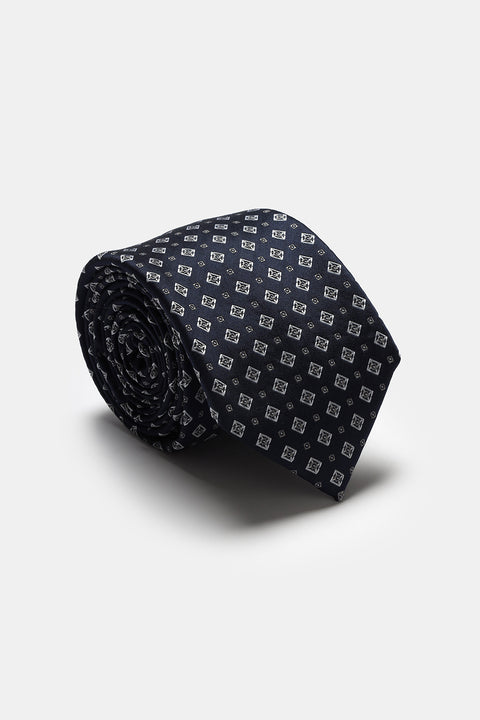 Jacquard Tie 7 cm Dark Blue